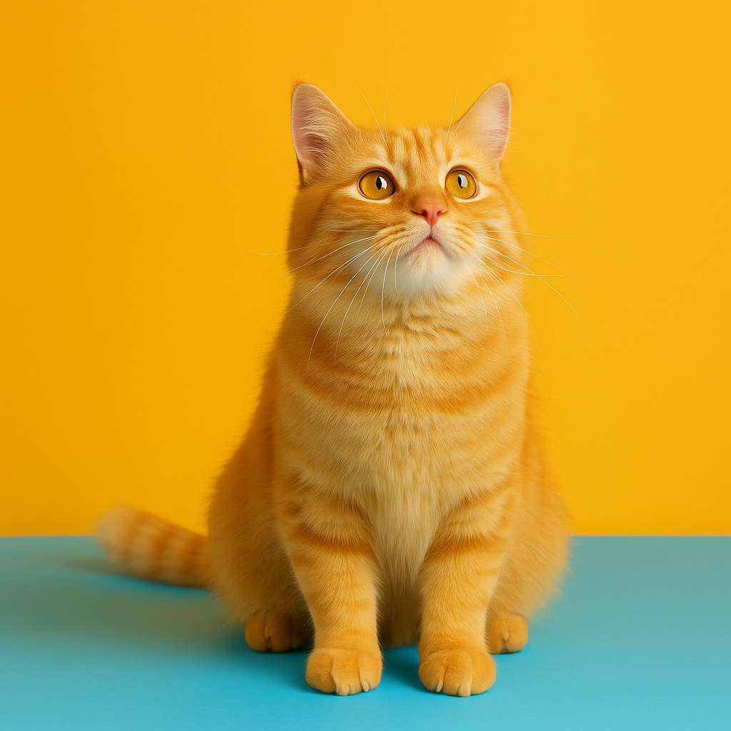 Beautiful ginger cat shedding posing for the camera with glistening orange eyes