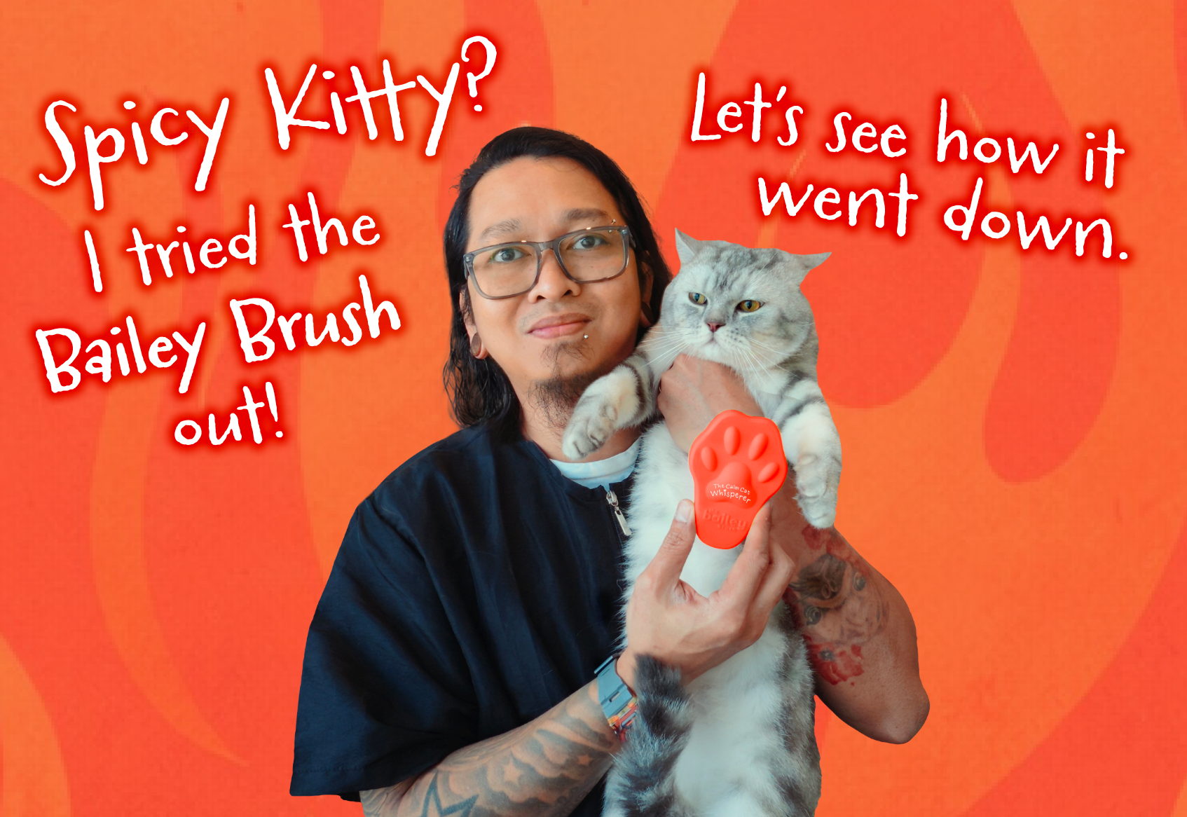 Charger la vidéo : Donnie The Calm Cat Whisperer Uses the Bailey Brush for the First Time