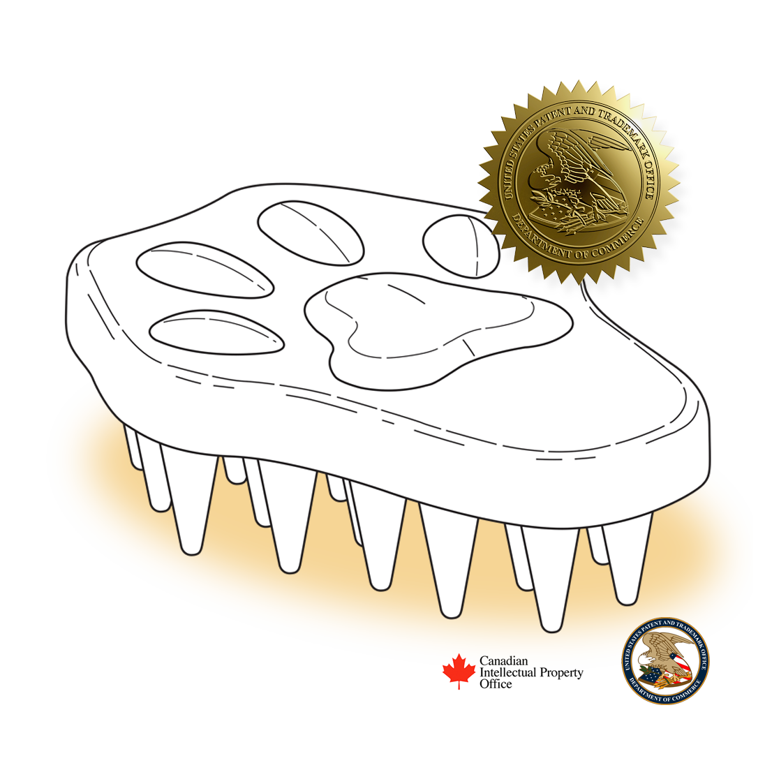 the bailey brush dog brush and cat brush is patented in canada and the united states of america